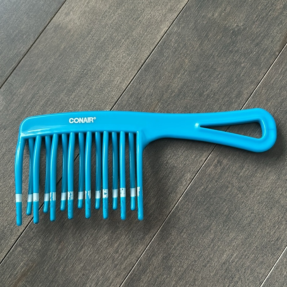 CONAIR Detangle & Style Hair Comb for Curly Hair, Turquoise Blue White Brush